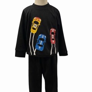 Toddler Boys 2-Piece Race Car Outfit – Black Sweatshirt & Pants Set – Size 4T